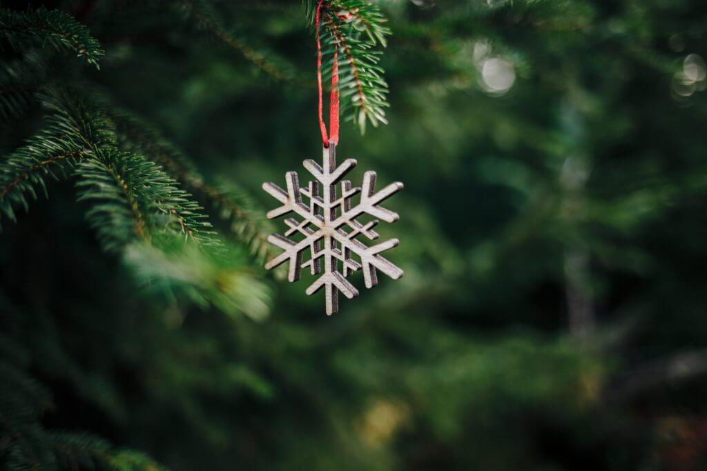 closeup-wooden-snowflake-shaped-christmas-ornament-pine-tree-1024x683