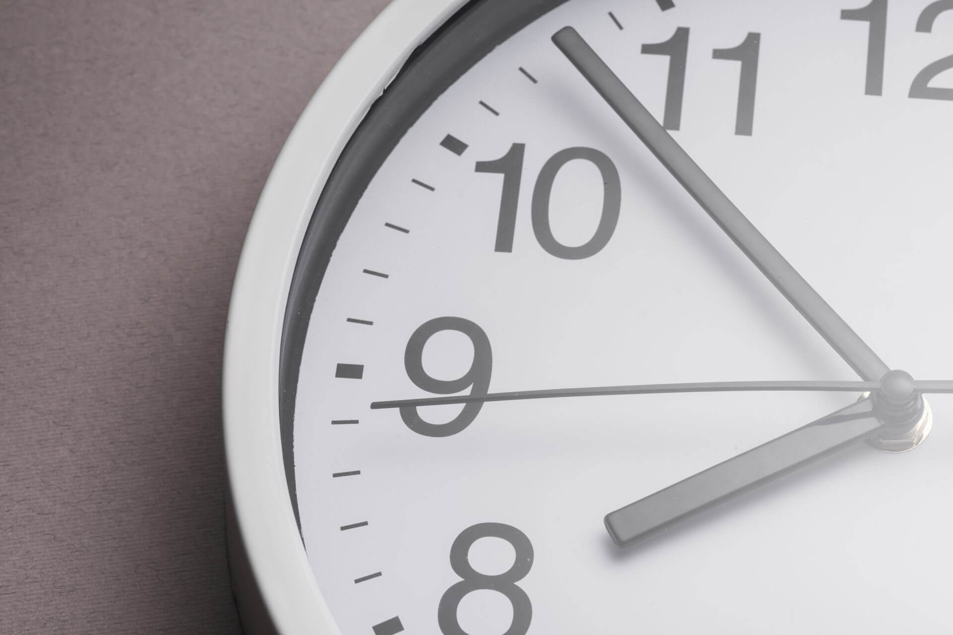 Close up of a white clock ticking