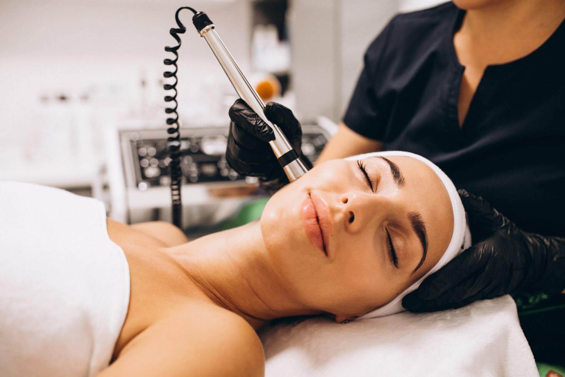 woman having microneedling procedure