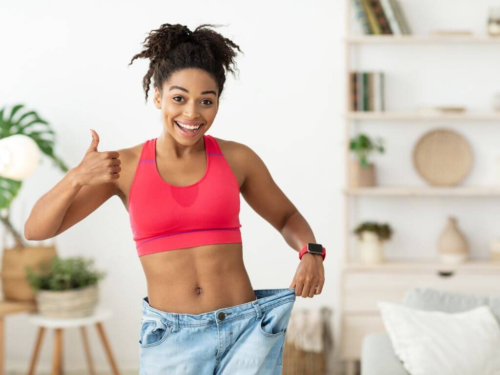 Happy lady after weight loss