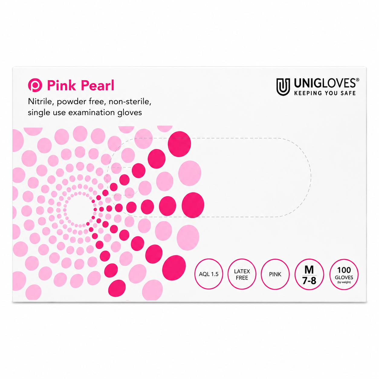 Unigloves Pearl Powder Free Nitrile Gloves (Medium Pink)