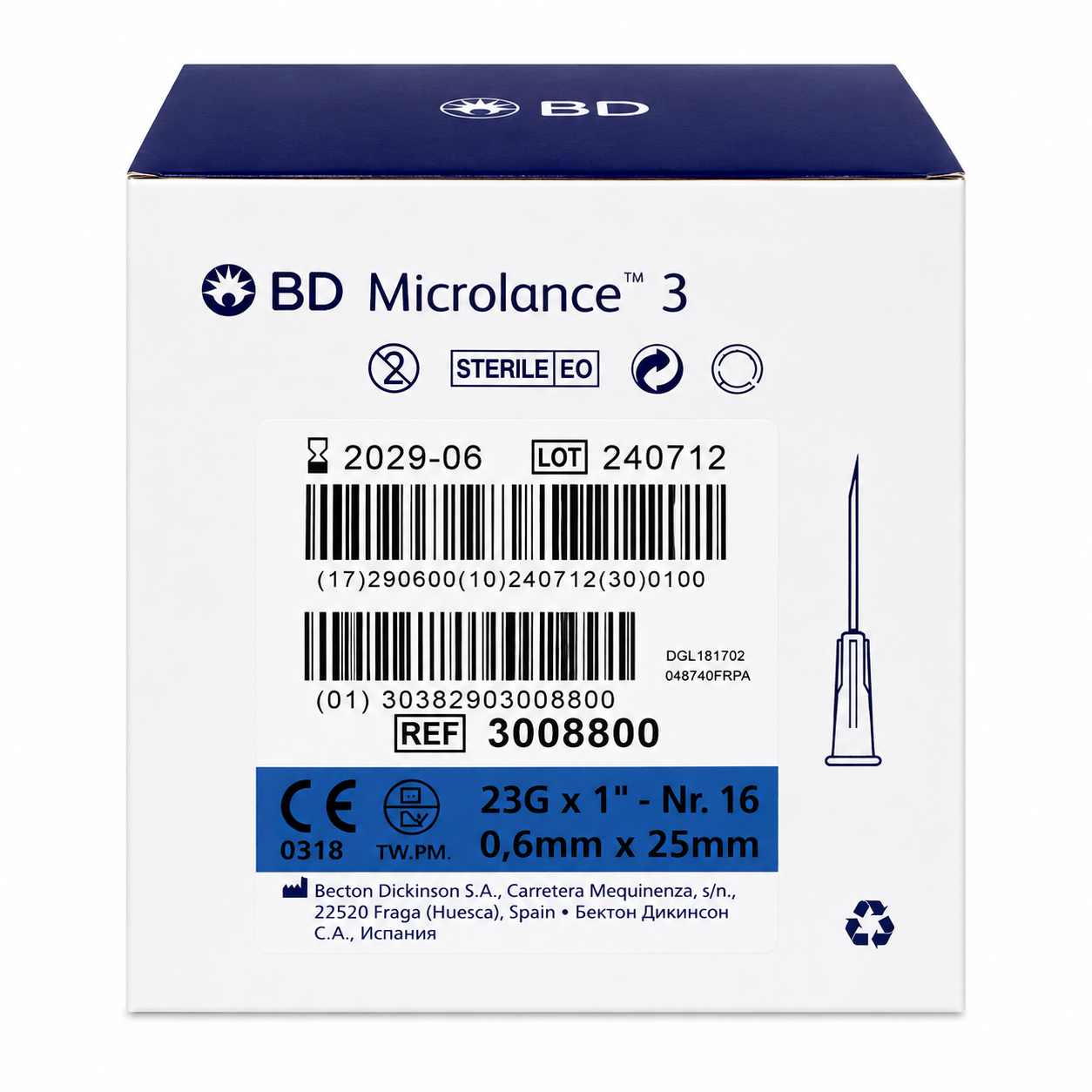 BD Microlance™ 3 Needle 23G x 1'' (Blue)