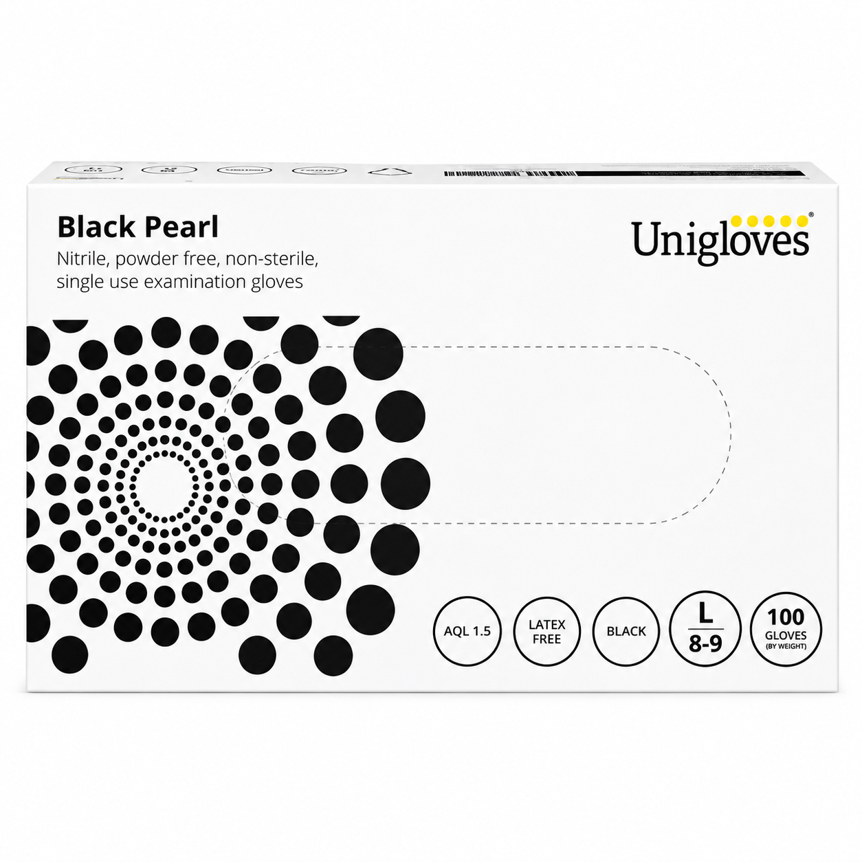 Unigloves Pearl Nitrile Gloves (Black Large)
