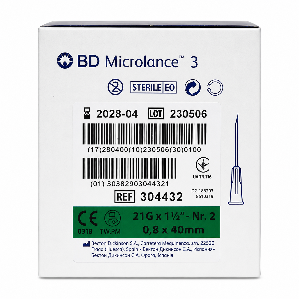 BD Microlance™ 3 Needle 21G x 1.5” (Green)