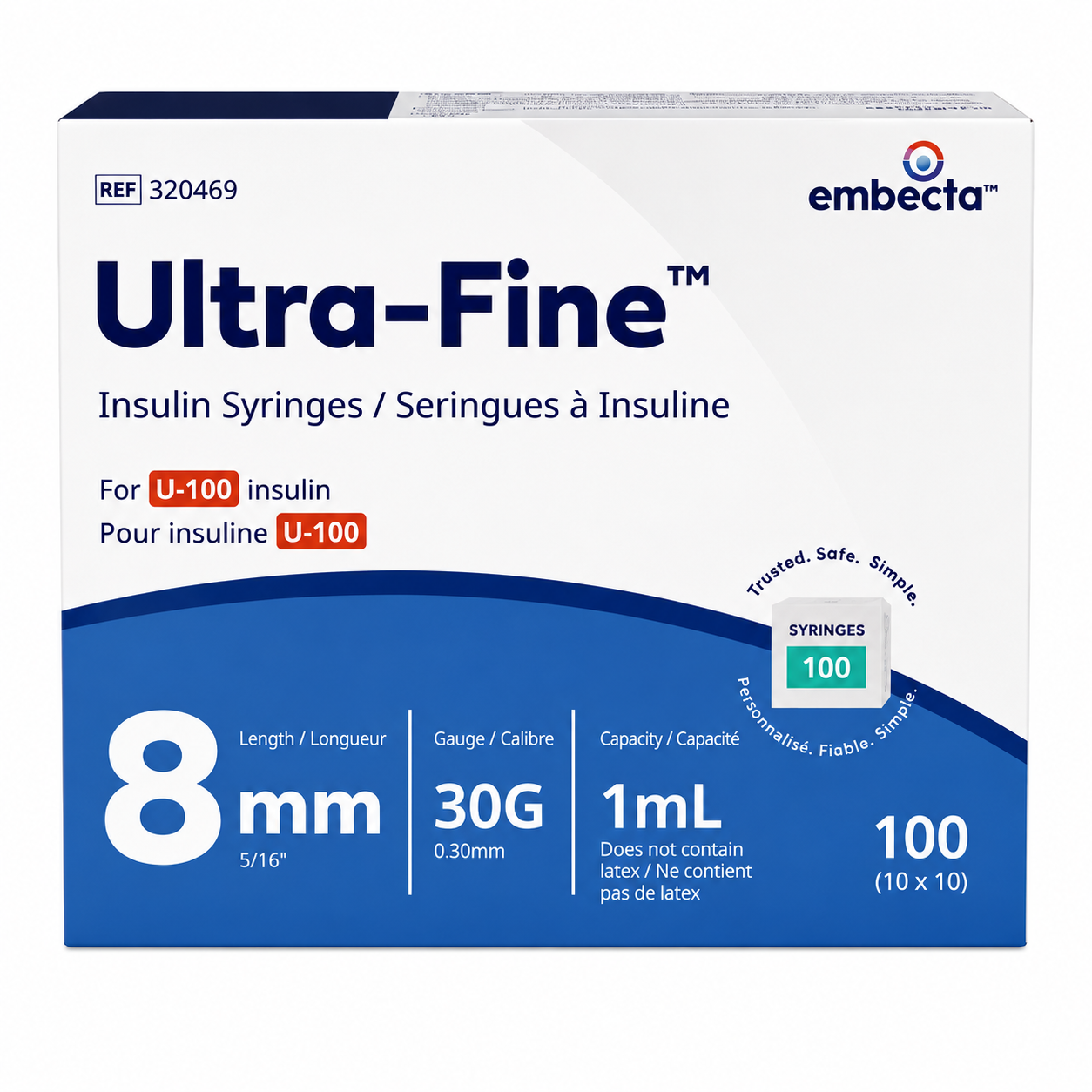 Embecta™ Ultra-Fine™ Insulin Syringe 1ml (30G x 8mm) x 100