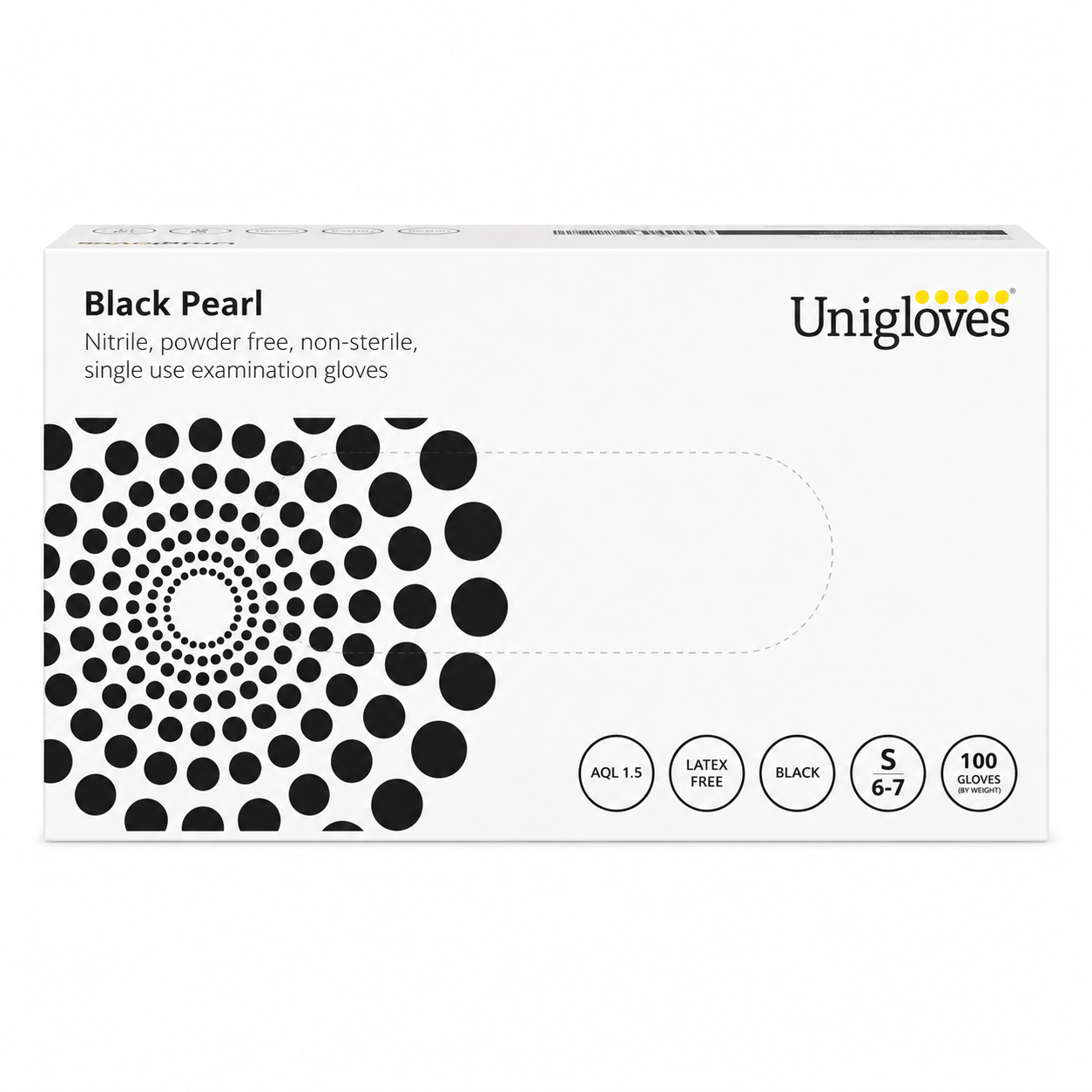 Unigloves Pearl Nitrile Gloves (Black Small)