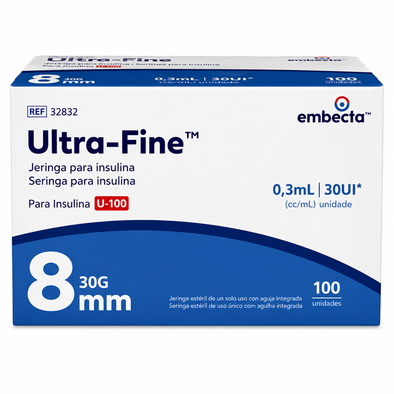 Embecta™ Ultra-Fine™ Insulin Syringe 0.3ml (30G x 8mm) x 100