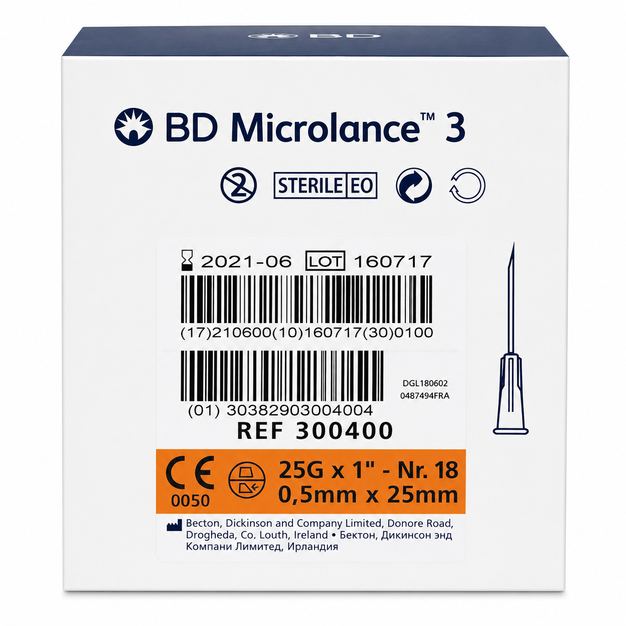 BD Microlance™ 3 Needle 25G x 1” (Orange)