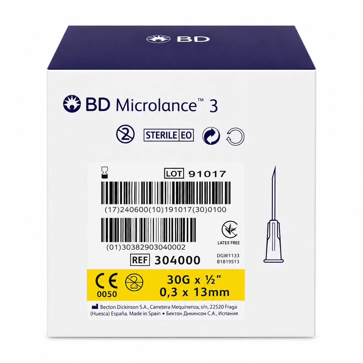 BD Microlance™ 3 Needle 30G x 0.5'' (Yellow)