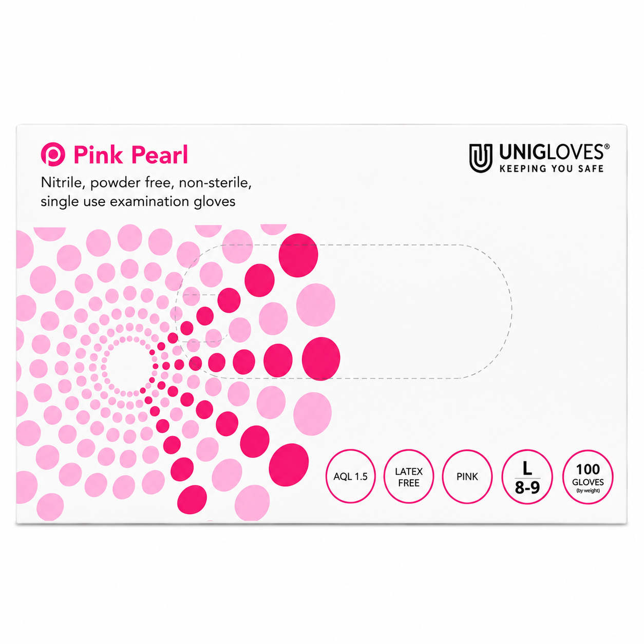 Unigloves Pearl Powder Free Nitrile Gloves (Large Pink)