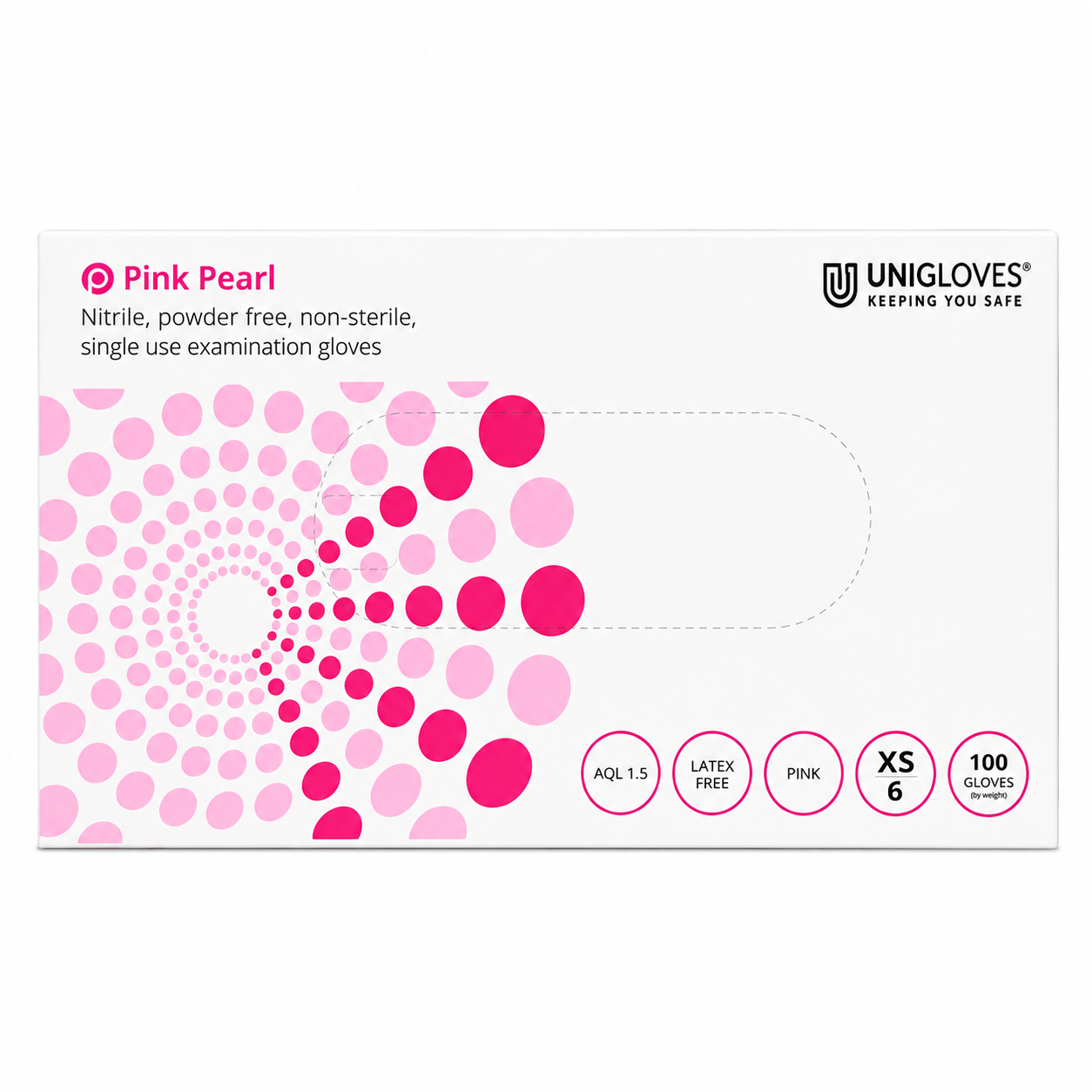 Unigloves Pearl Powder Free Nitrile Gloves (Extra Small Pink)