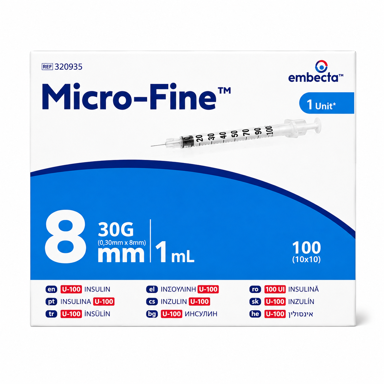 Embecta Insulin Syringe 1ml (30G x 8mm) x 100