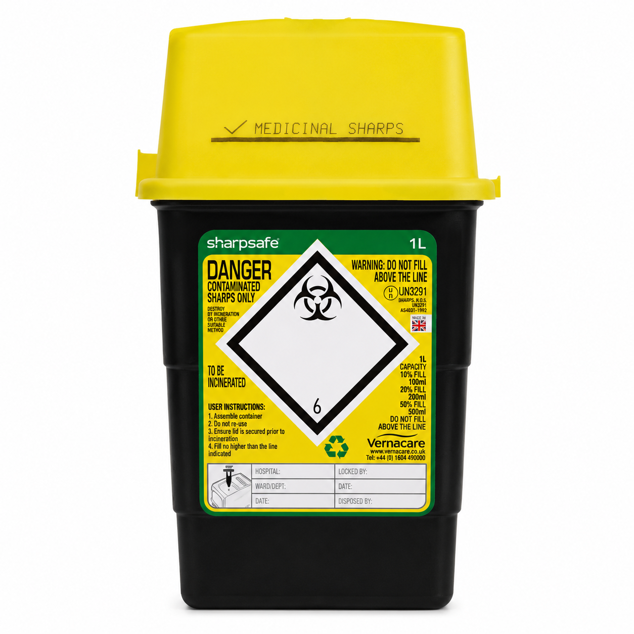 Sharpsafe 1 Litre Sharps Container