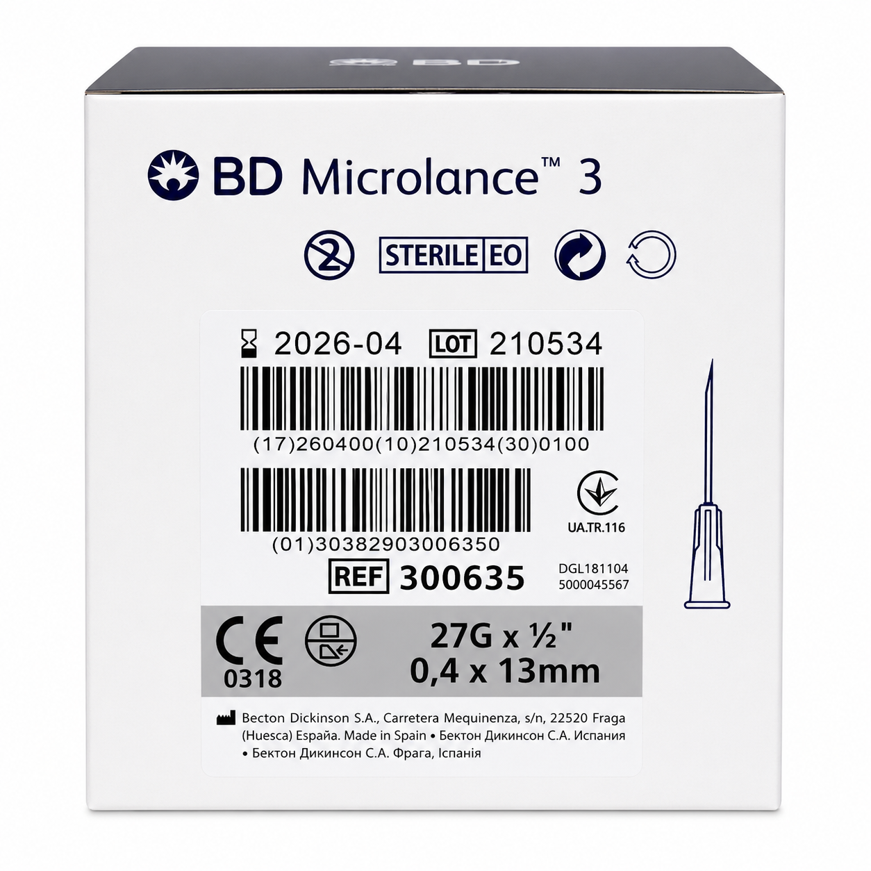 BD Microlance™ 3 Needle 27G x 0.5” (Grey)