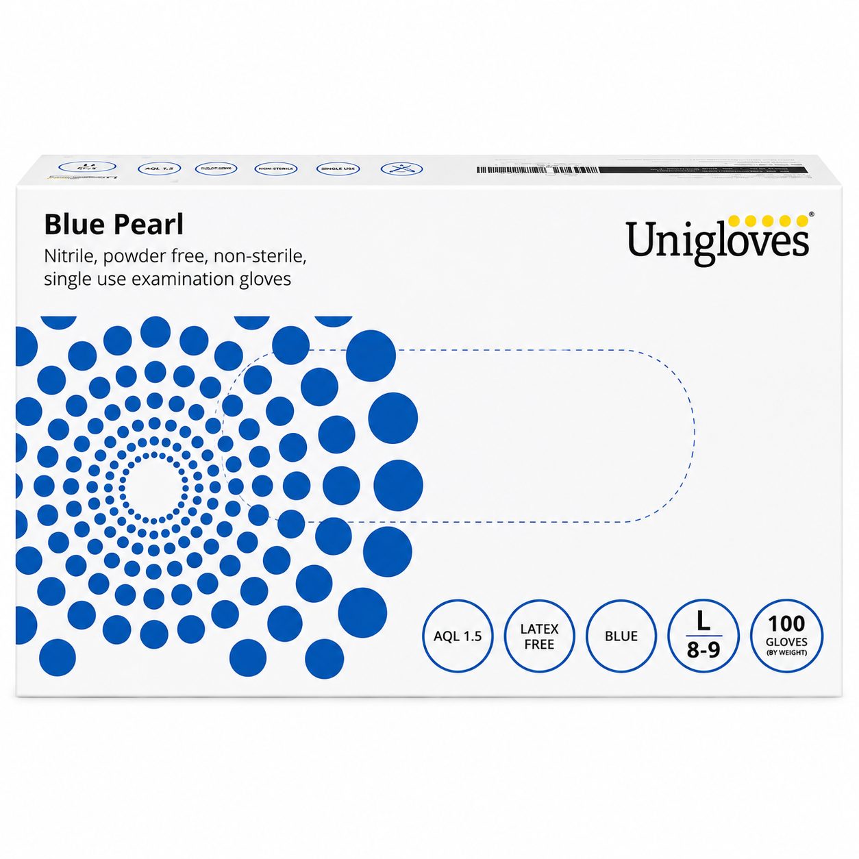 Unigloves Pearl Nitrile Gloves (Blue Large)