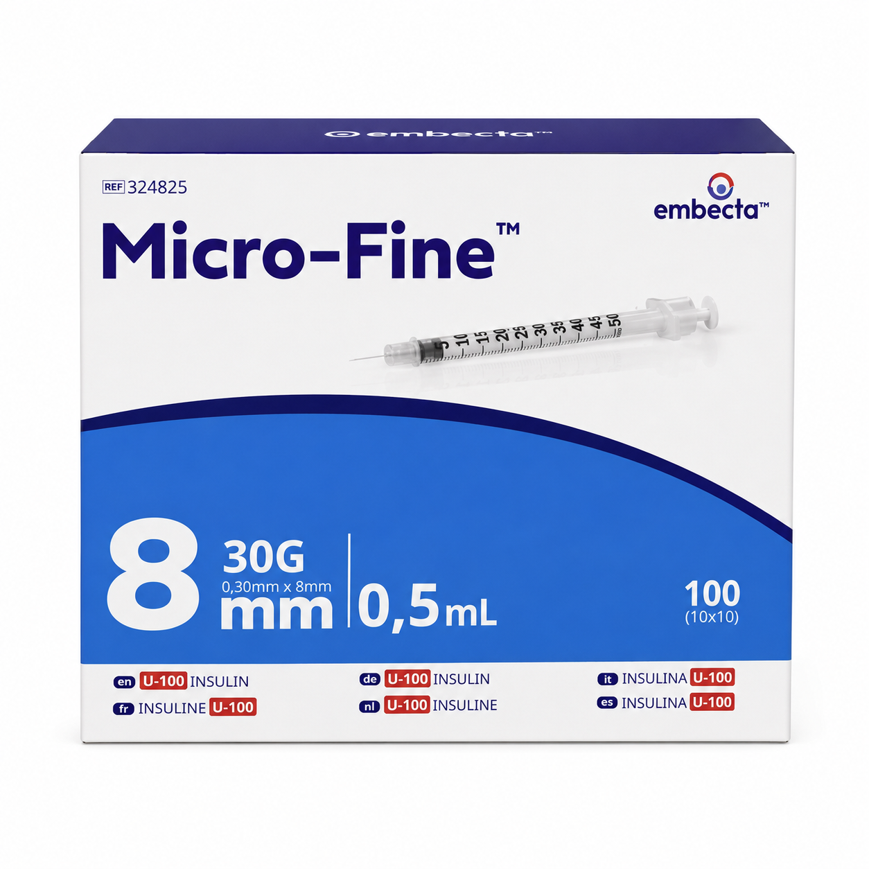 Embecta Insulin Syringe 0.5ml (30G x 8mm) x 100