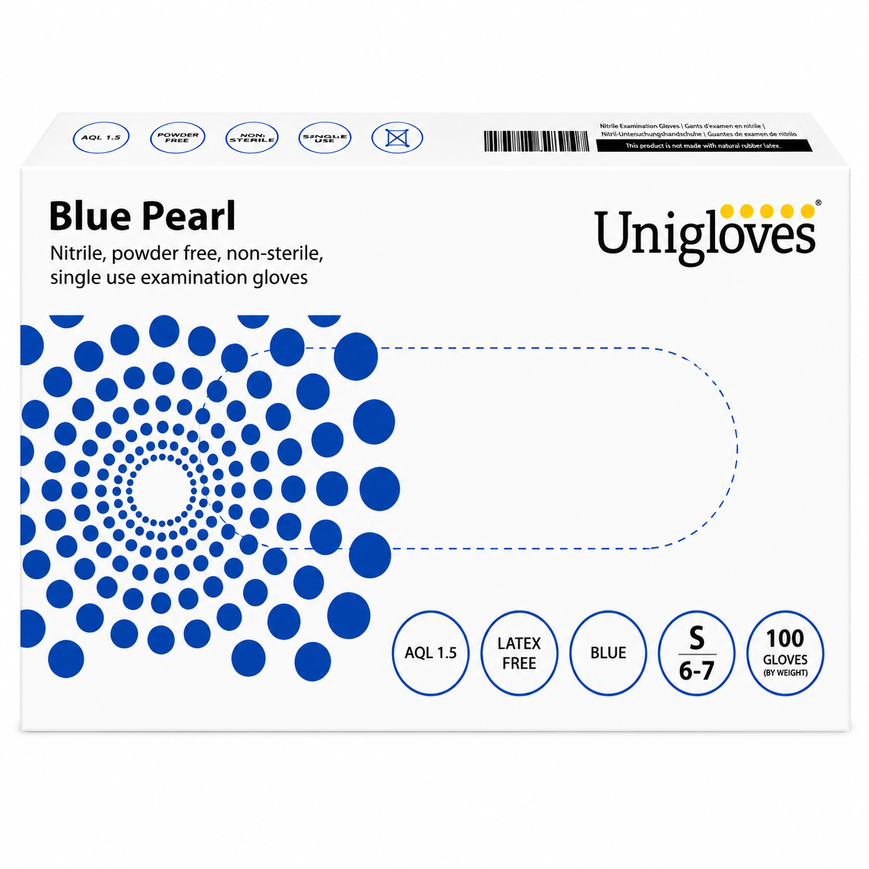 Unigloves Pearl Nitrile Gloves (Blue Small)