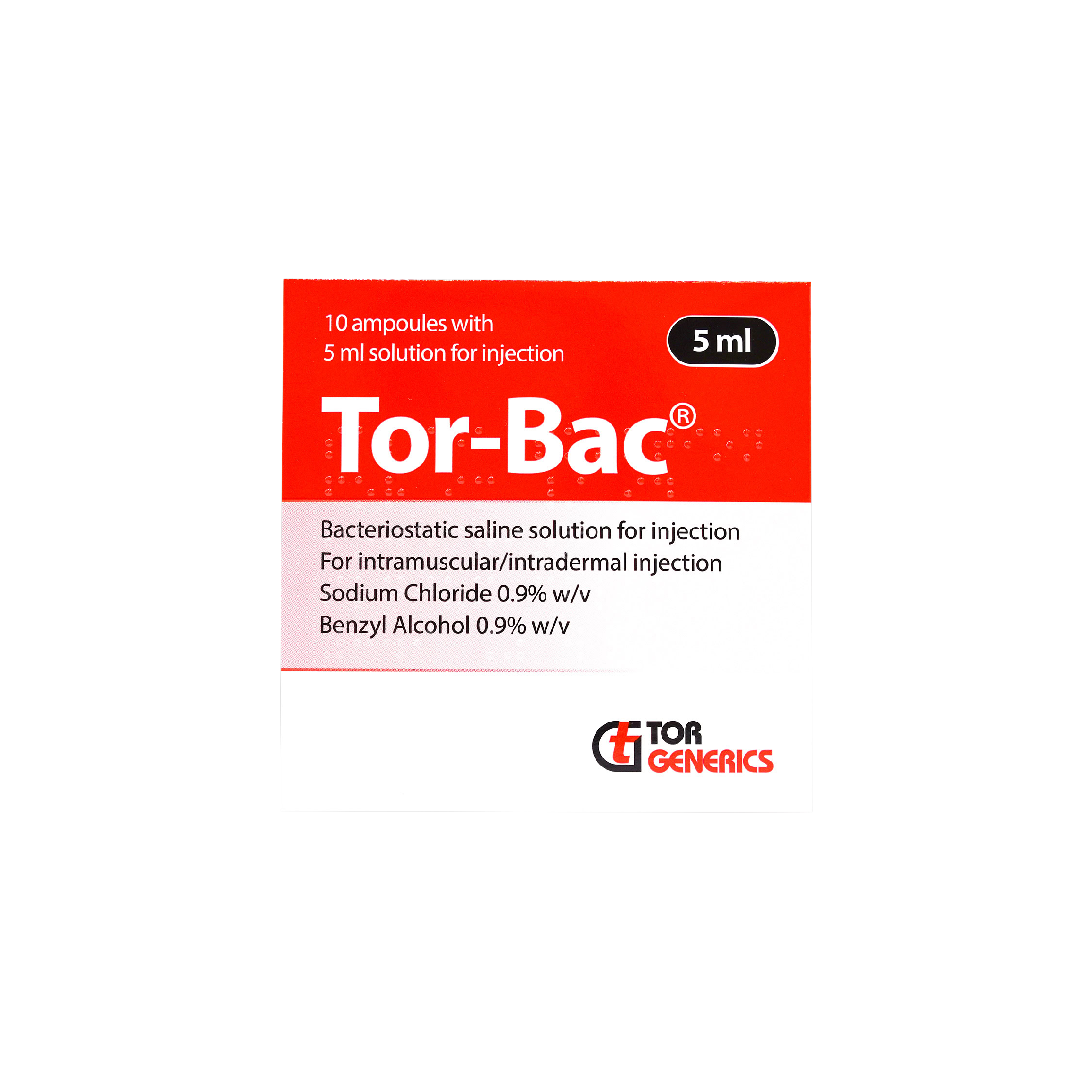 Tor-Bac Saline Solution For Injection (10x5ml)