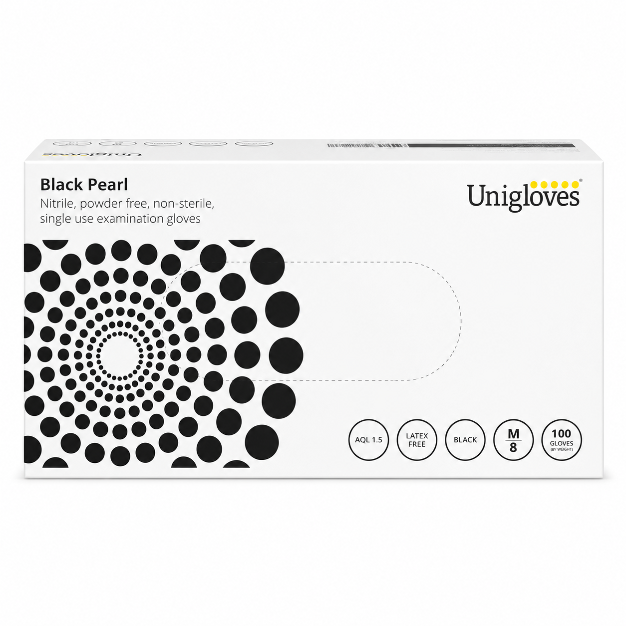 Unigloves Pearl Nitrile Gloves (Black Medium)