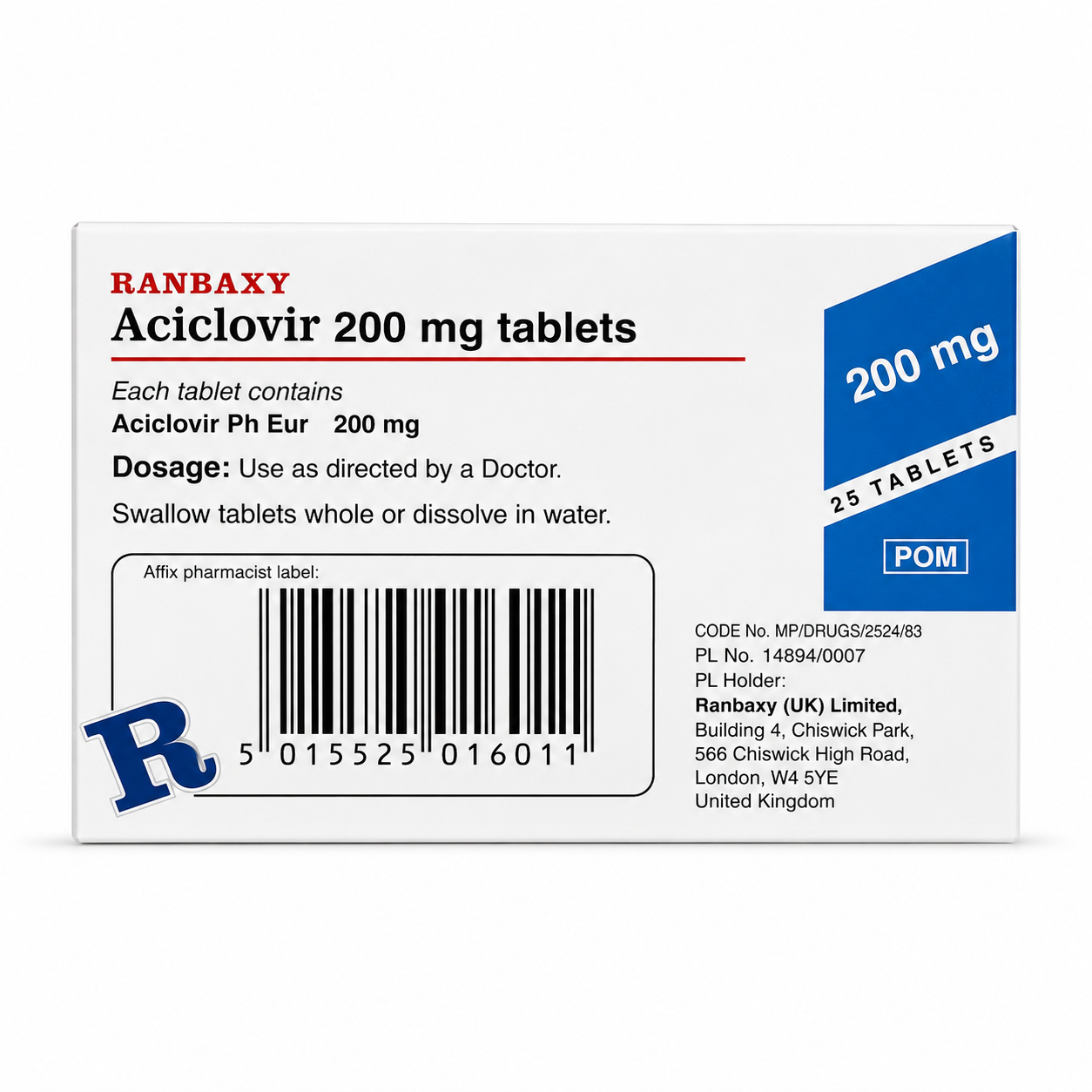 Aciclovir 200mg tablets (25 Pack) - Image 2