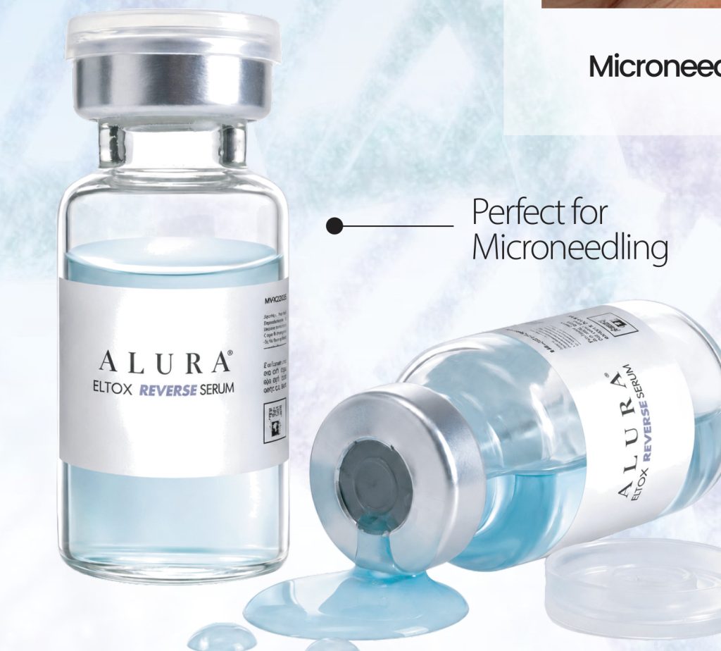 ALURA ELTOX Reverse Serum vials with serum pouring from an open vial
