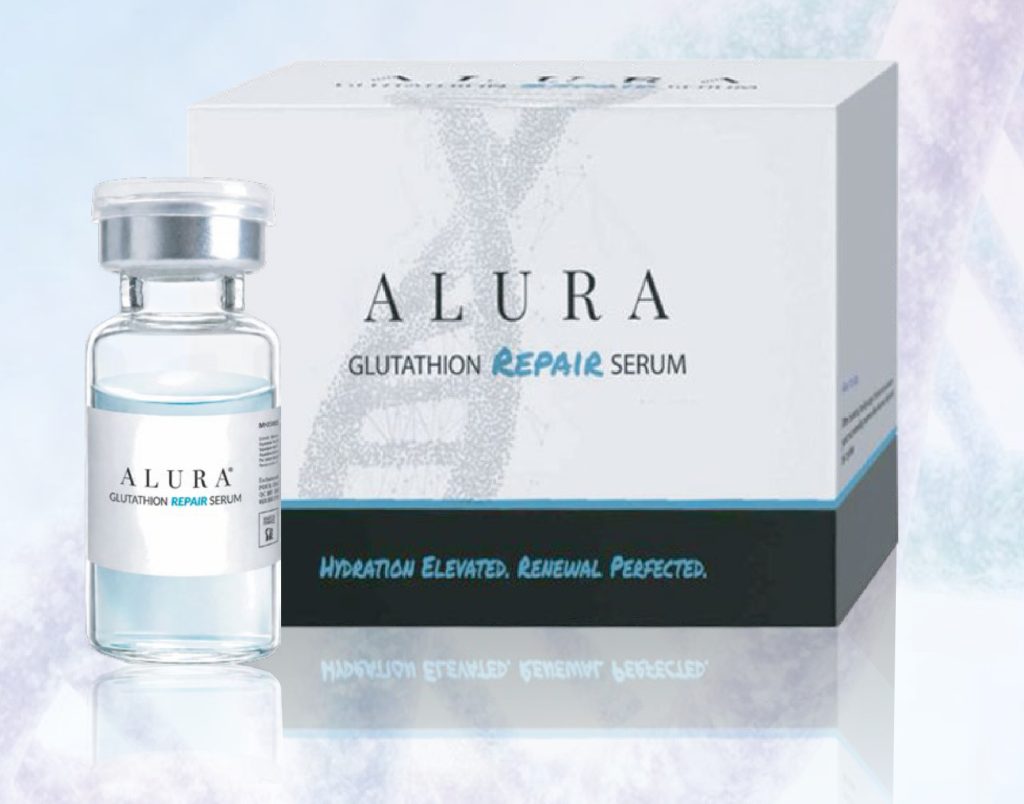 ALURA Glutathione Repair Serum 5ml vial beside its retail box